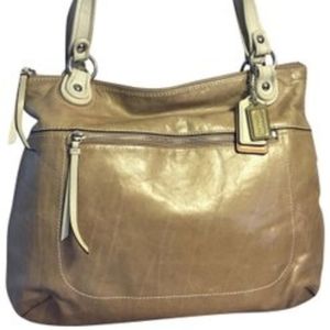 Coach poppy glam large leather spectator tote
